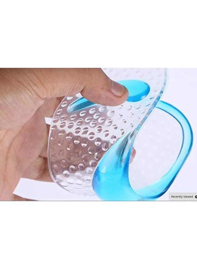 نعل داخلي داعم  القدم المسطحة - وسادة احذية تدليك القدم المسطحة - وسادات احذية عالية مضادة للانزلاق - تمنع البثور والذرة والكالس - العناية بالقدم (ازرق) (زوج واحد - قطعتان) - Image 2